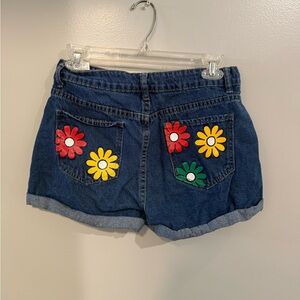 Floral Embroidered Denim Shorts
